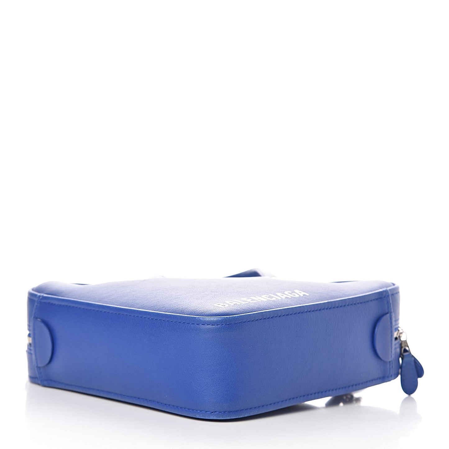 Shiny Day Calfskin Logo XS Triangle Duffle Bleu Roi White