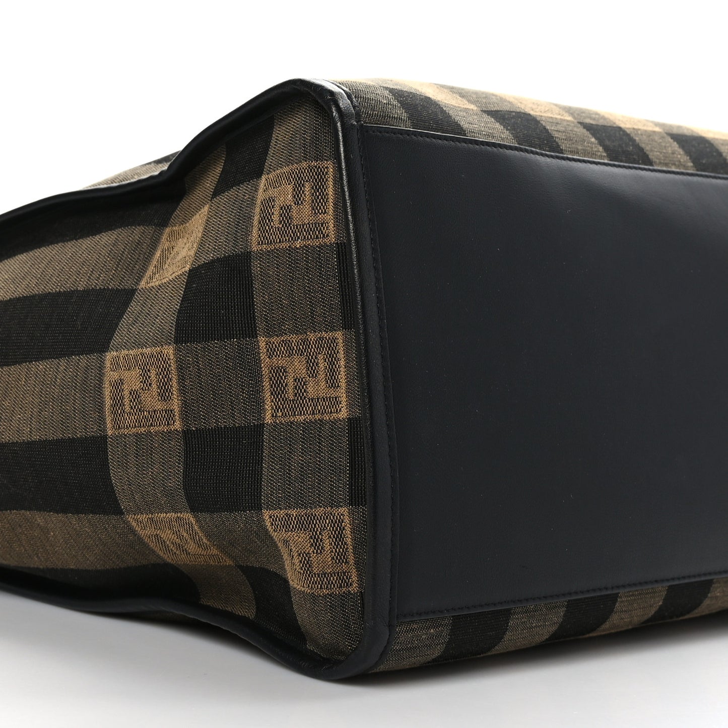 Fabric Jacquard Vitello Seta Plexiglass Pequin Gingham Large Fendi Sunshine Shopper Tote Tobacco Moro Black