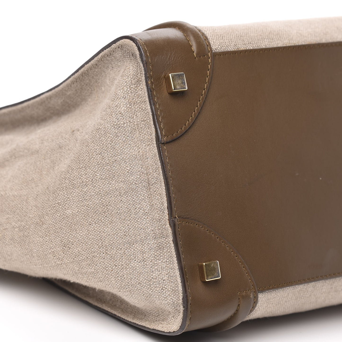 Natural Canvas Smooth Calfskin Mini Luggage Brown