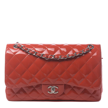 Chanel Patent Quilted Jumbo Double Flap Red 1 of 10