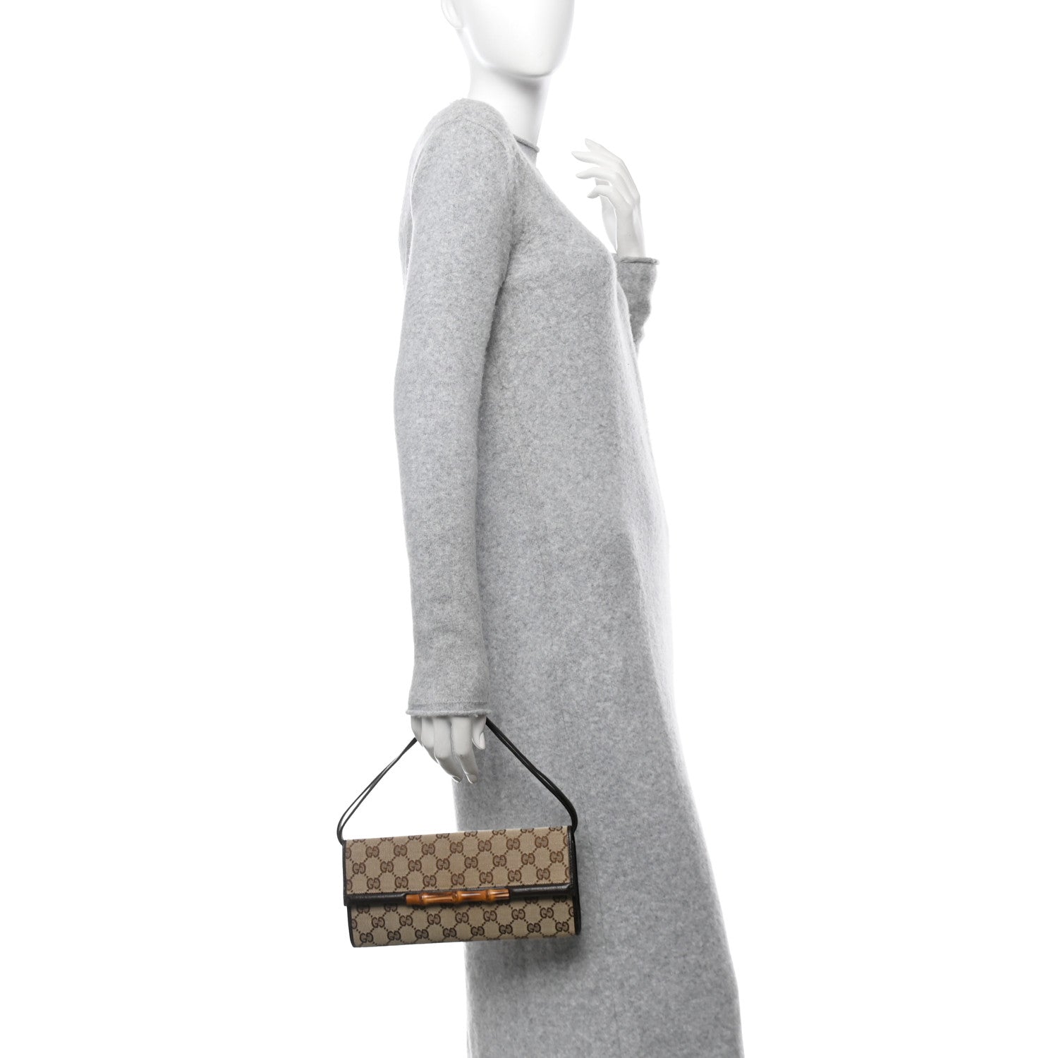 Gucci Monogram Bamboo Bar Clutch Dark Brown 2 of 10
