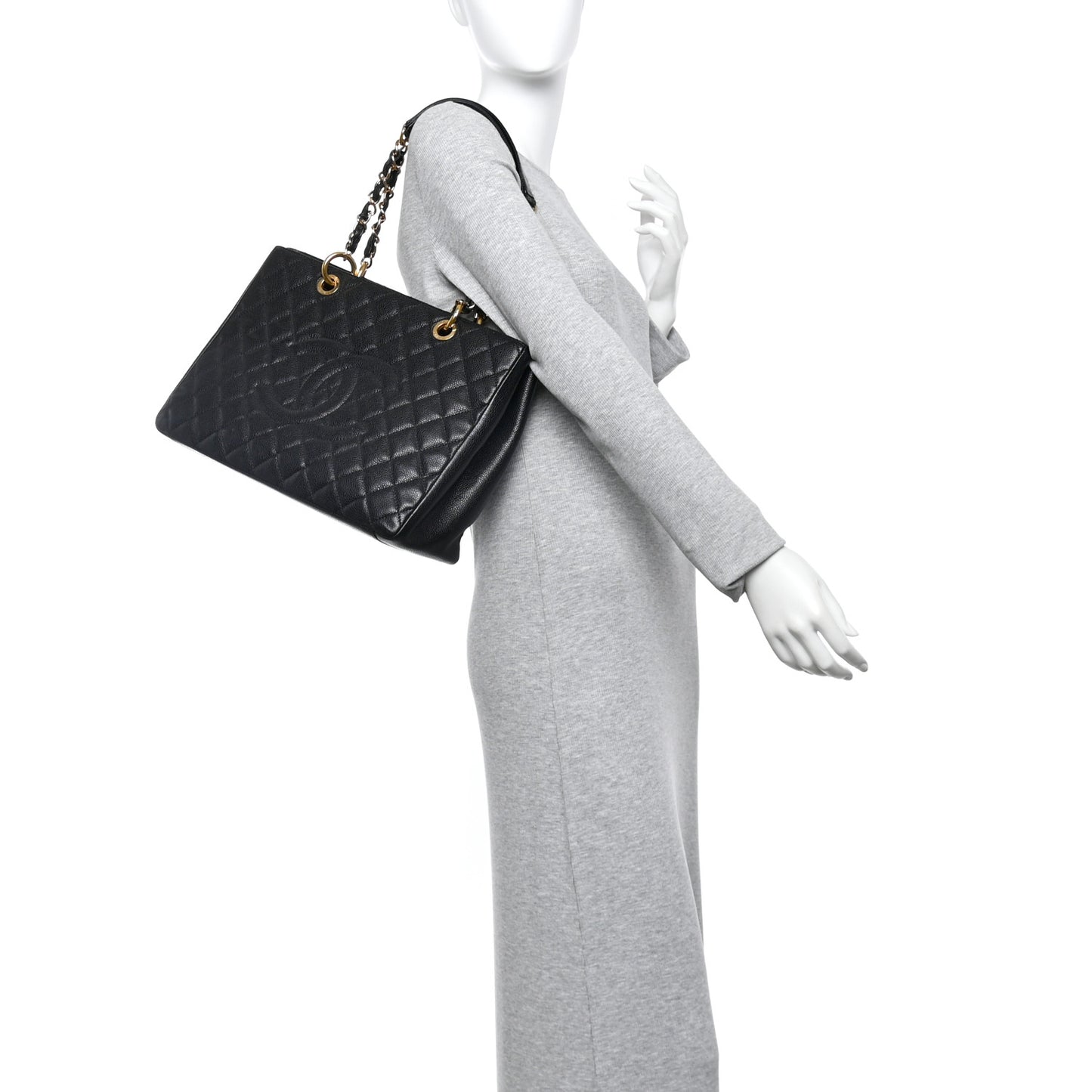 Caviar Quilted Grand Shopping Tote GST Black