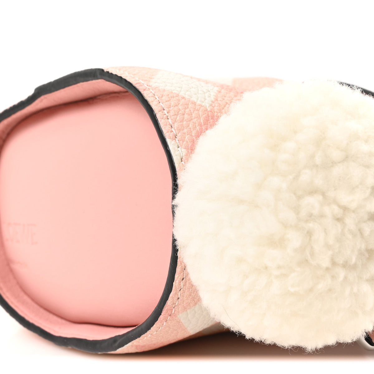 Loewe Calfskin Shearling Gingham Mini Bunny Crossbody Bag Pink 10 of 11