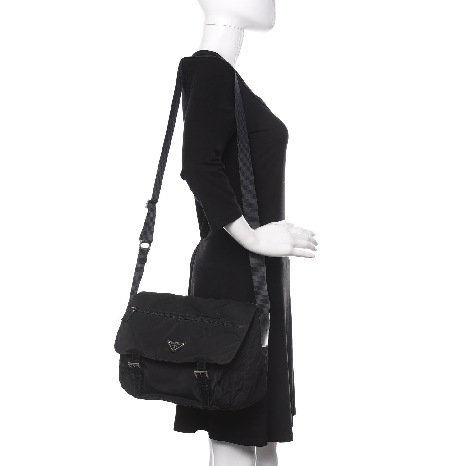 Prada Tessuto Nylon Messenger Bag Black 2 of 12