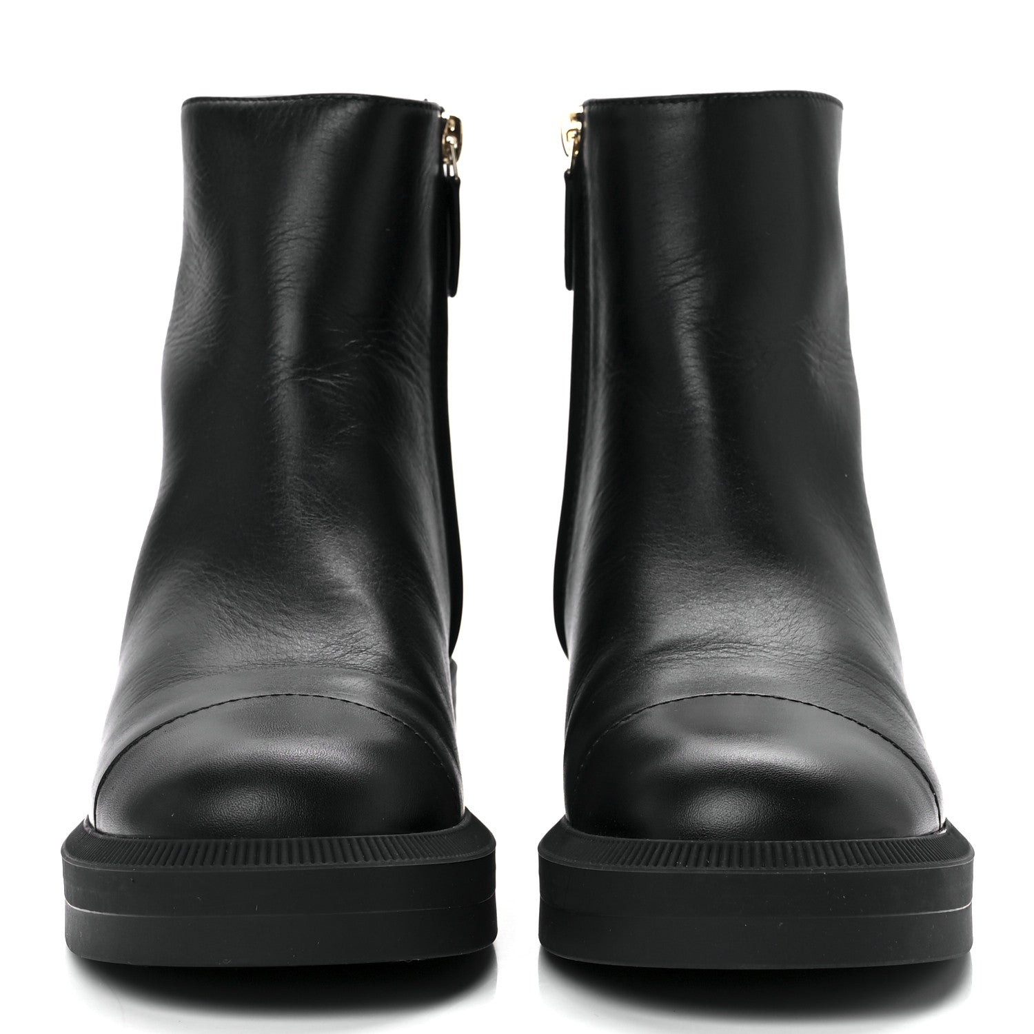 Chanel Calfskin Logo Boots 37.5 Black 2 of 9