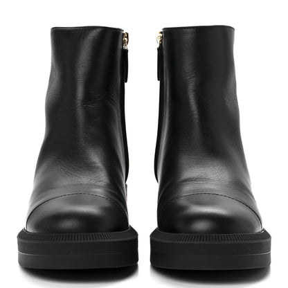 Chanel Calfskin Logo Boots 37.5 Black 2 of 9