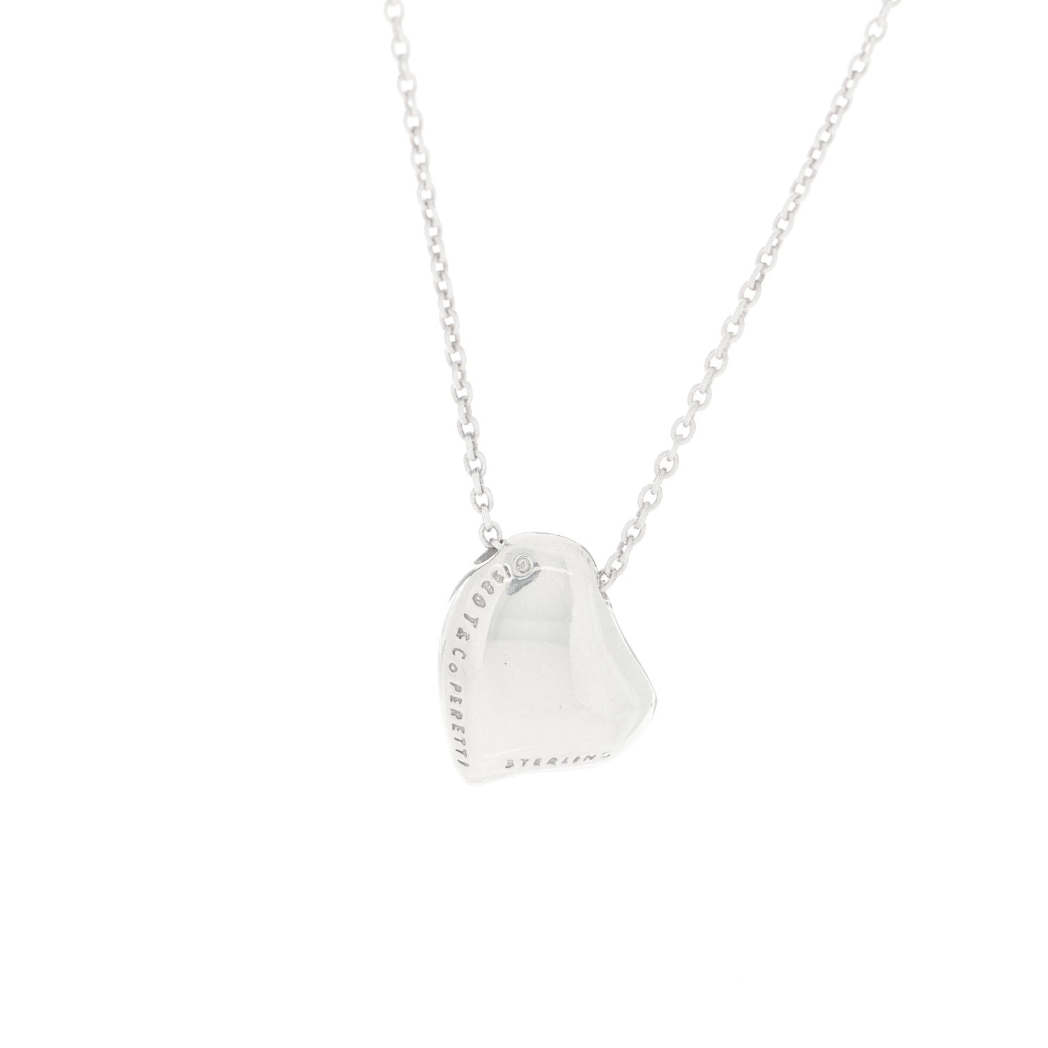 Tiffany Sterling Silver 9mm Elsa Perretti Full Heart Pendant Necklace 4 of 5