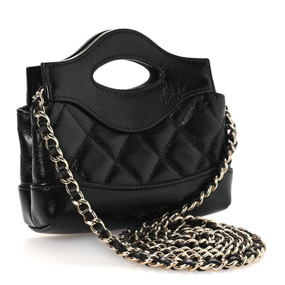 Chanel Shiny Lambskin Quilted Micro 31 Clutch With Chain Black 3 of 11