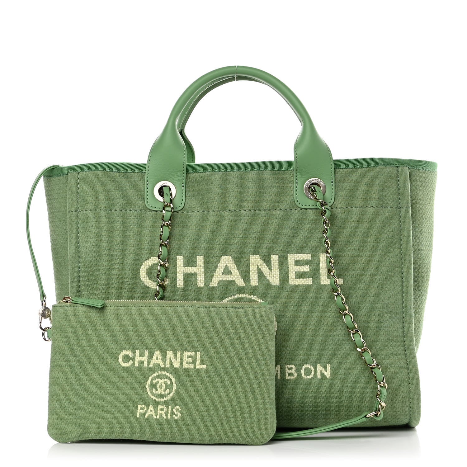 Chanel Mixed Fibers Small Deauville Tote Green 1 of 12