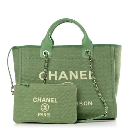 Chanel Mixed Fibers Small Deauville Tote Green 1 of 12