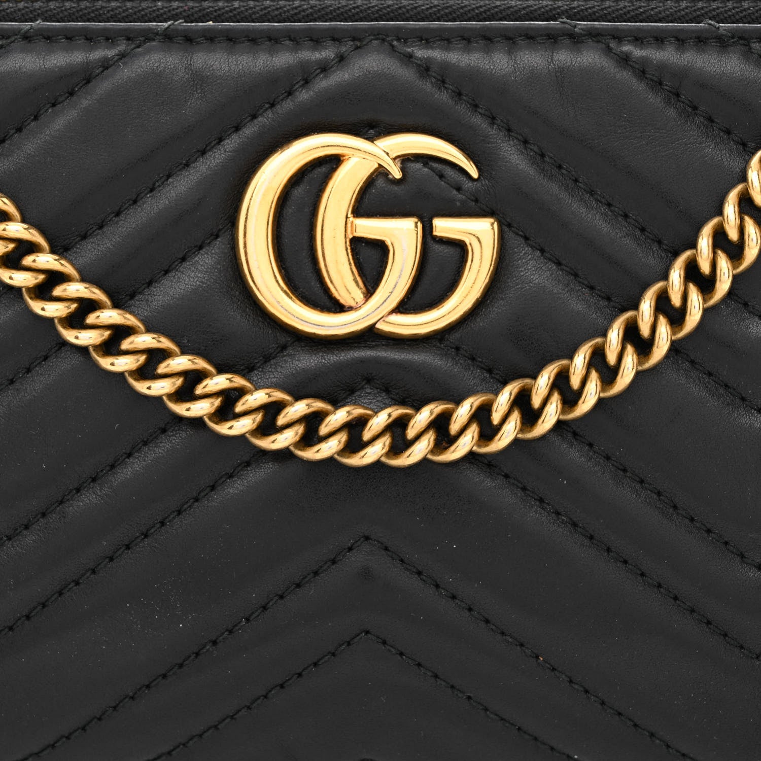 Gucci Calfskin Matelasse GG Marmont Wallet Chain Bag Black 11 of 13