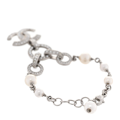 Chanel Crystal Pearl CC Bracelet Silver 2 of 3