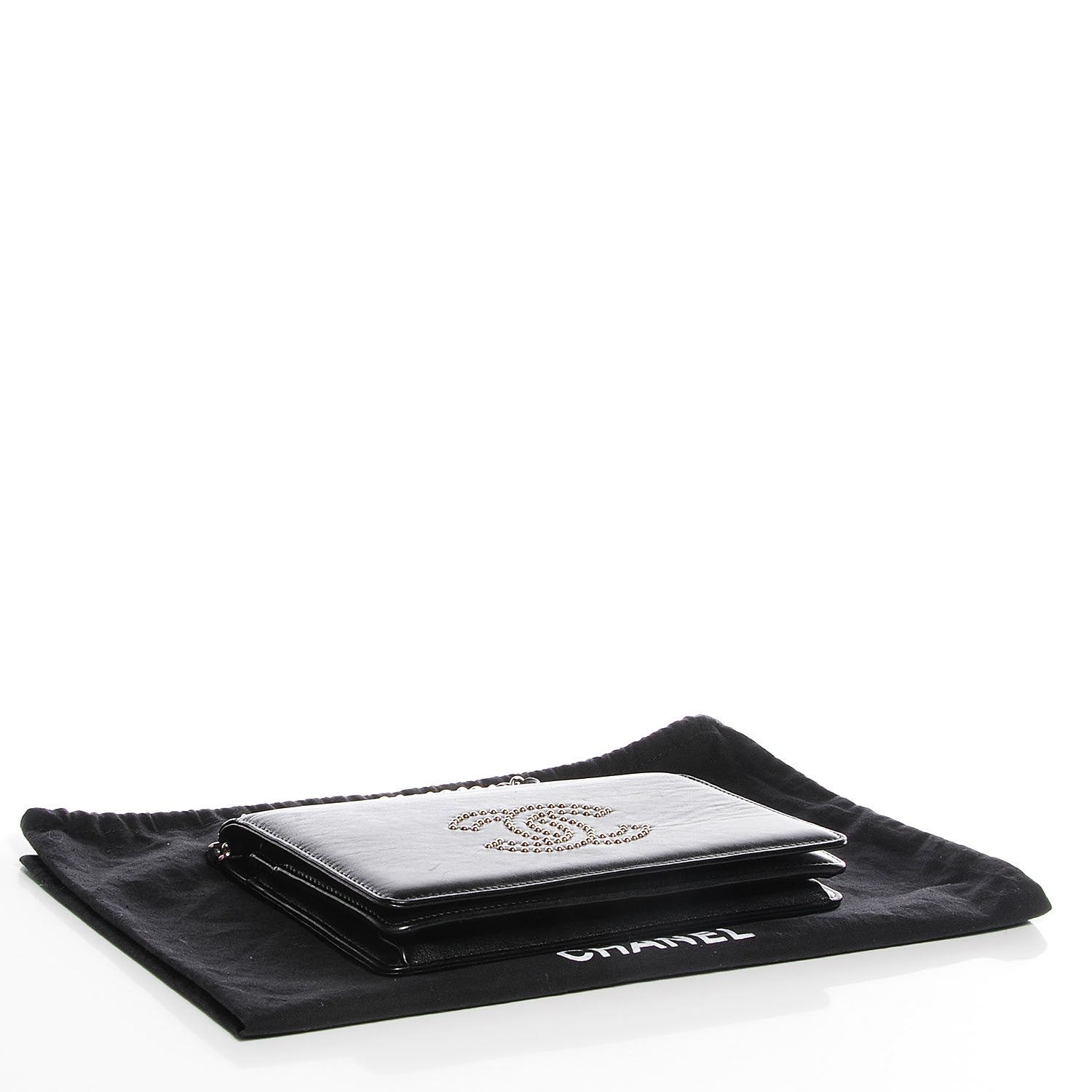 Chanel Lambskin Studded CC Wallet On Chain WOC Black 4 of 8