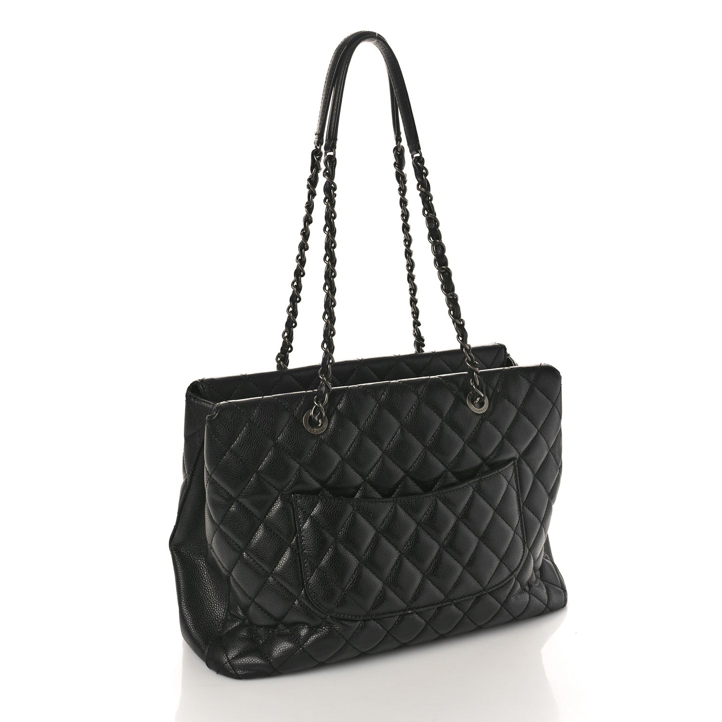 Caviar Quilted City Shopping Tote Black