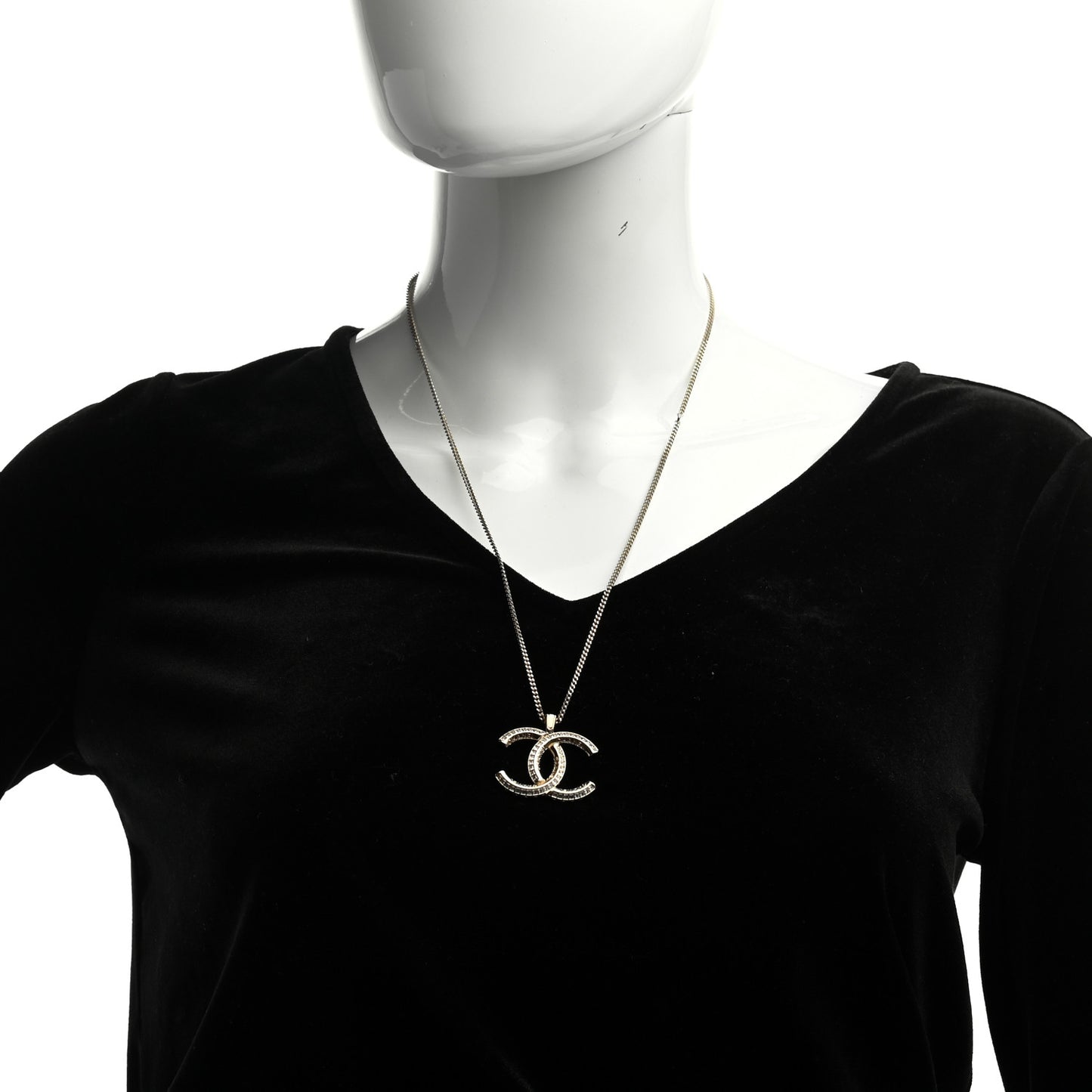 Crystal CC Chain Necklace Gold