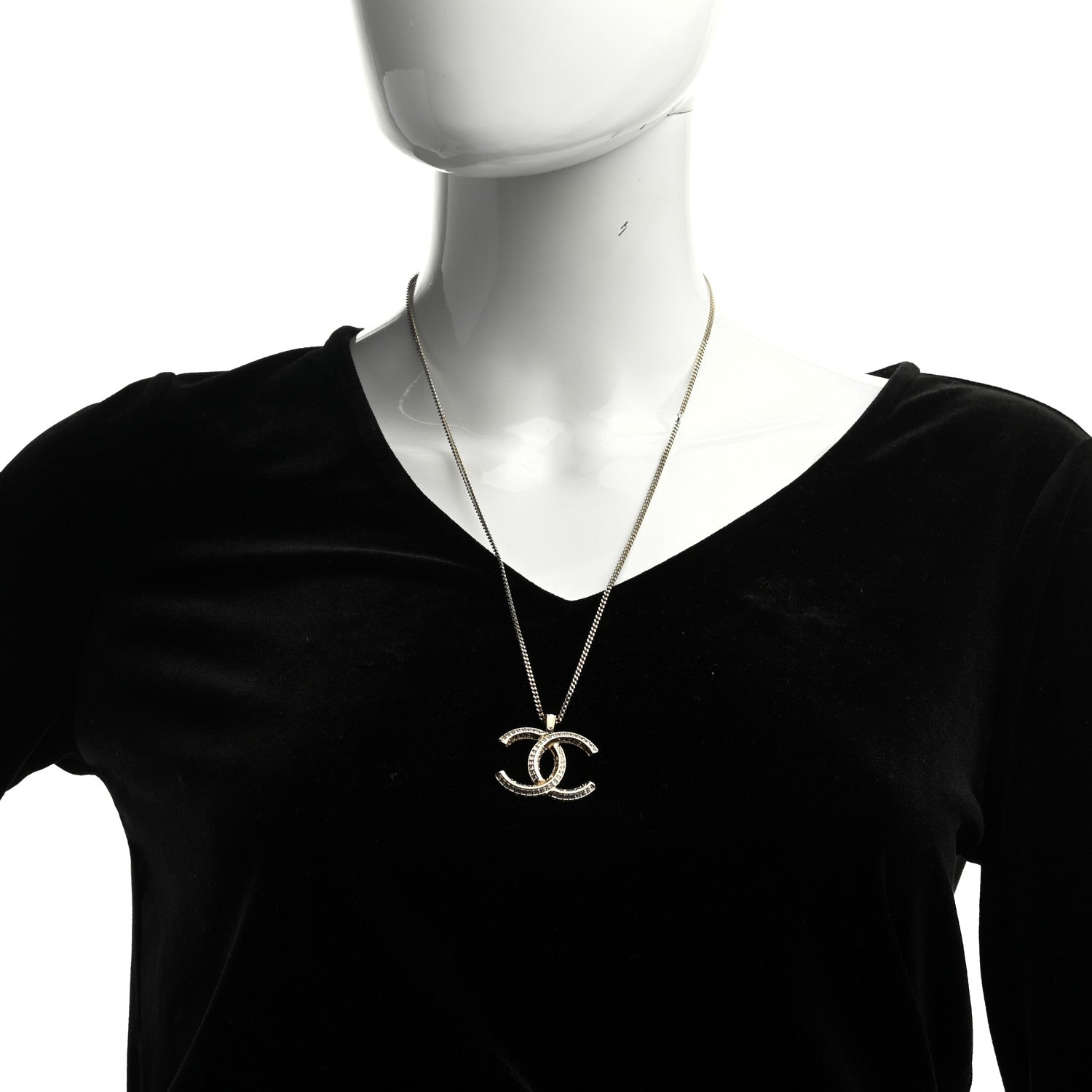 Chanel Crystal CC Chain Necklace Gold 2 of 5