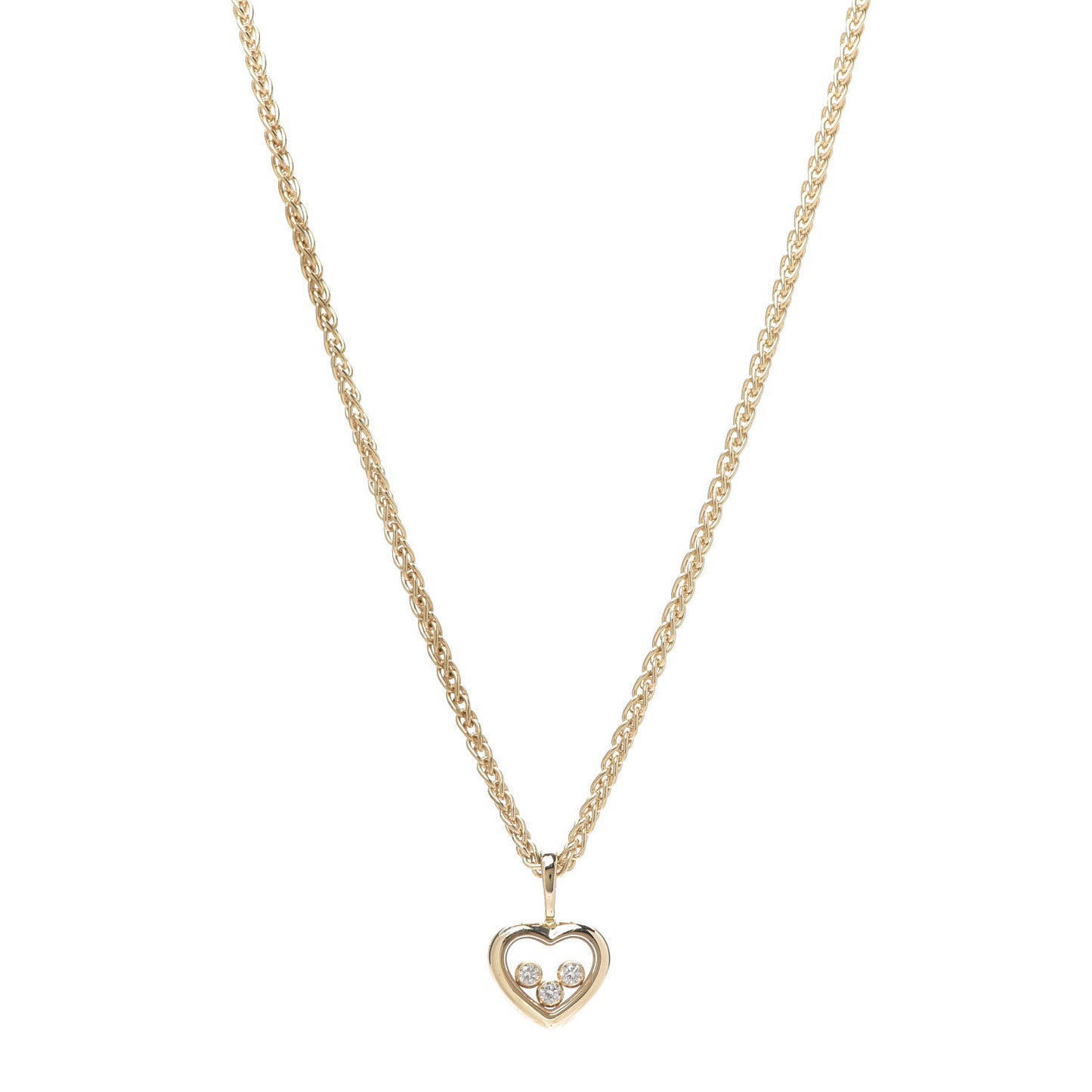 18K Yellow Gold Diamond Happy Diamonds Icons Heart Pendant Necklace
