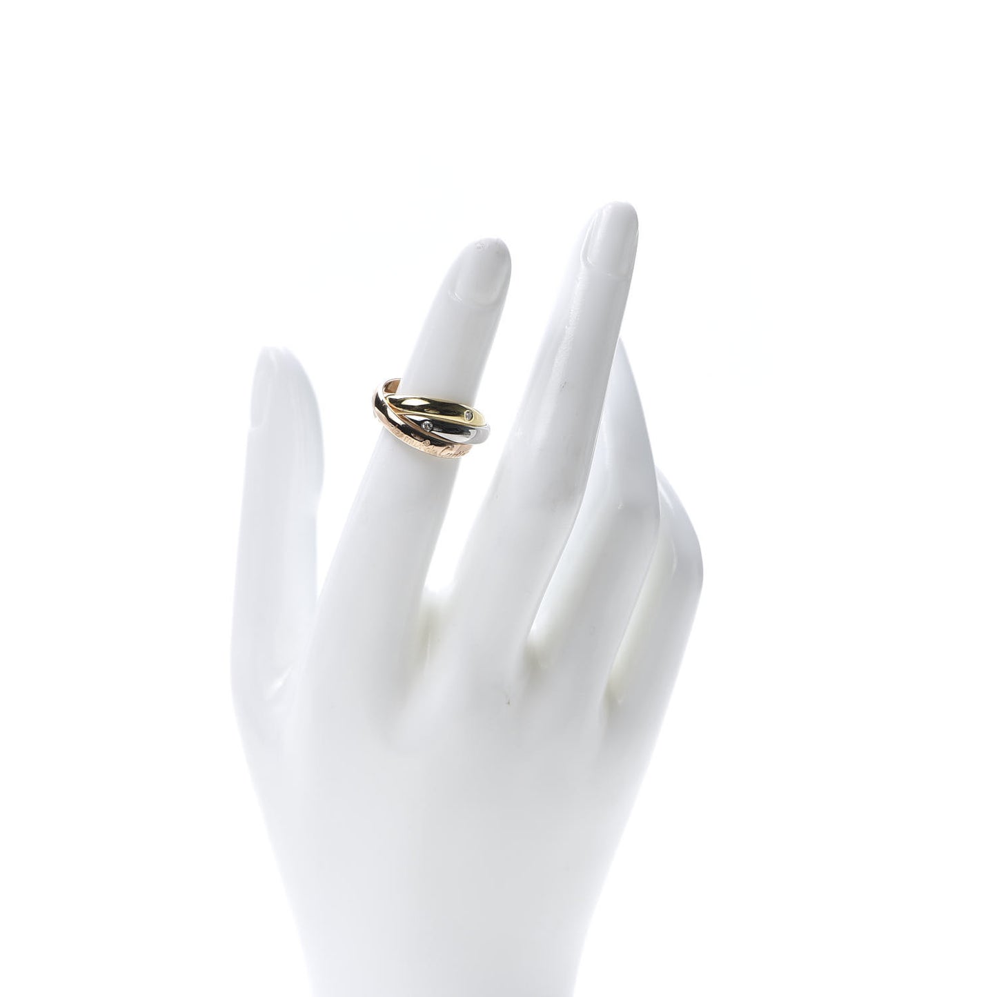 18K Pink Yellow White Gold Diamond Classic Les Must De Trinity Ring 49 4.75