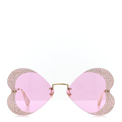 Gucci Metal Crystal Heart Frame Sunglasses GG0897S Pink Gold 2 of 9