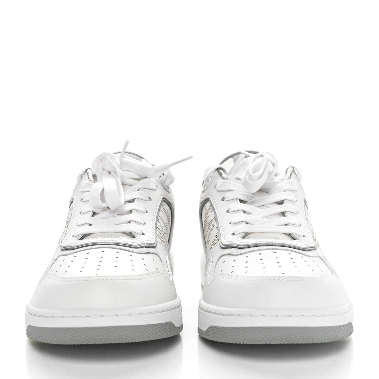 Smooth Calfskin Oblique Galaxy Perforated Mens B27 Low Top Sneakers 43 White Grey