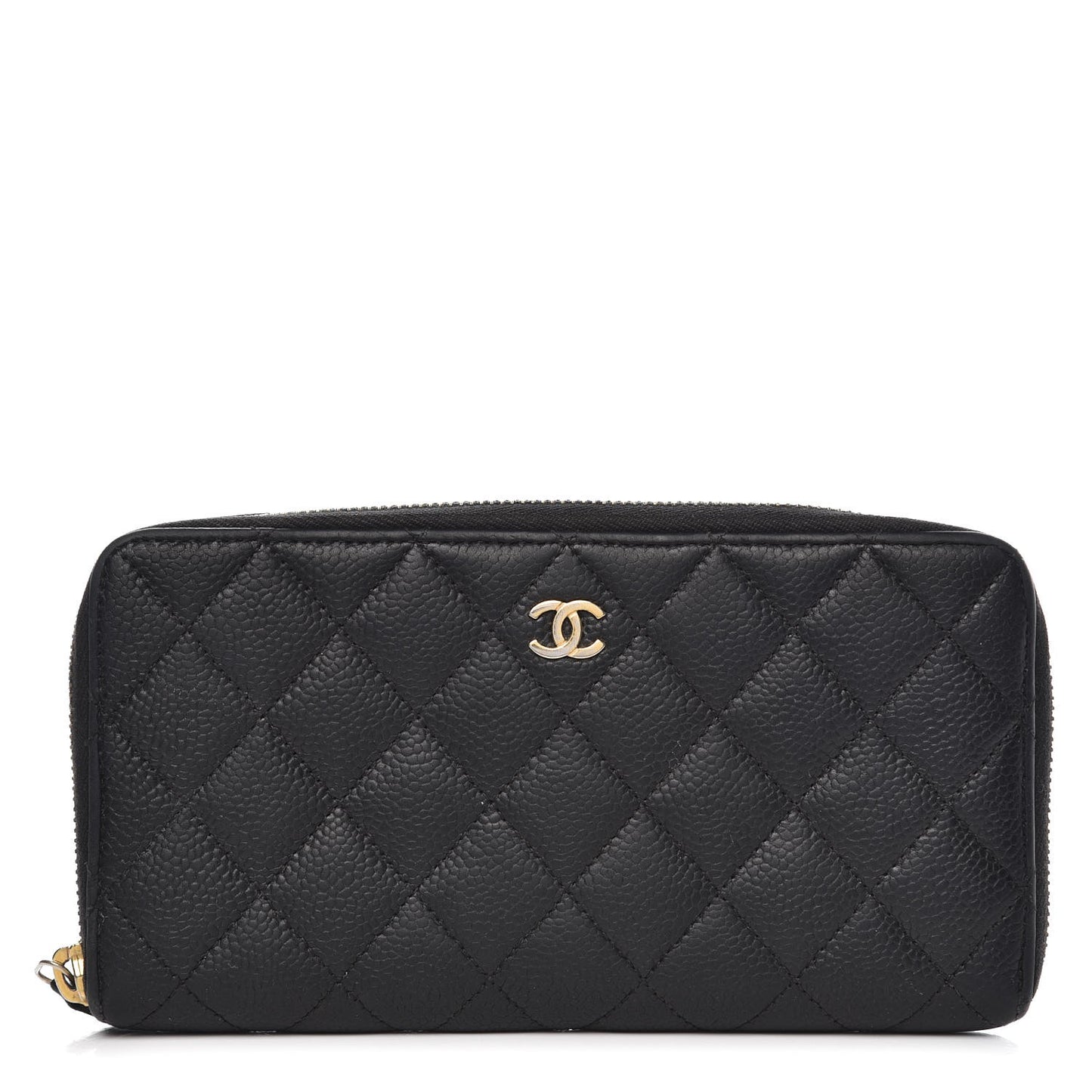 Caviar Quilted Large Gusset Zip Around Wallet Navy