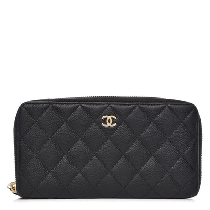 Chanel Caviar Quilted Large Gusset Zip Around Wallet Navy 1 of 14