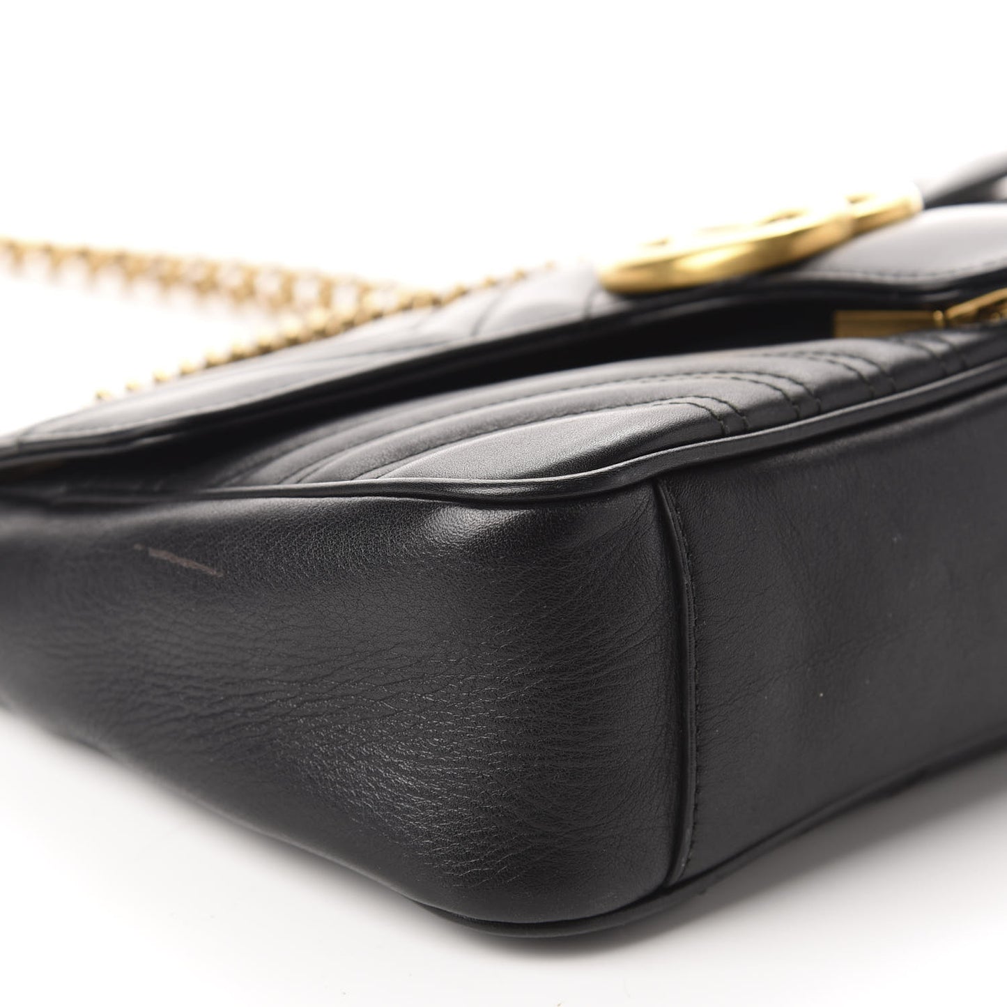 Calfskin Matelasse Small GG Marmont Shoulder Bag Black