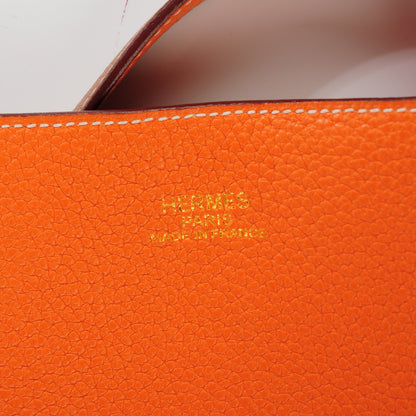 Hermes Taurillon Clemence Double Sens 45 Reversible Tote Orange Gold 7 of 7