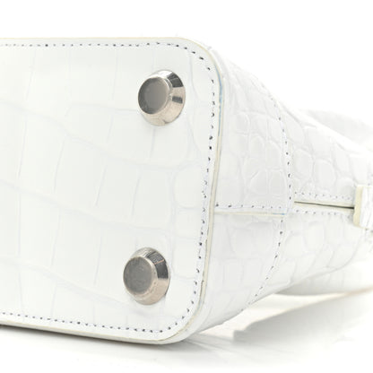 Balenciaga Calfskin Crocodile Embossed XXS Ville Top Handle Bag White Black 7 of 19