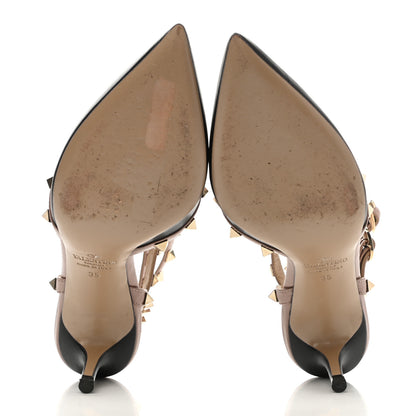 Valentino Garavani Calfskin Nappa Rockstud Ankle Strap 65mm Pumps 35 Black Poudre 5 of 10