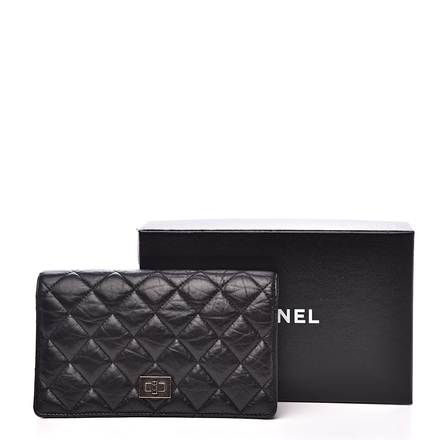 Chanel Aged Calfskin Quilted Reissue Yen Wallet Black 11 of 11
