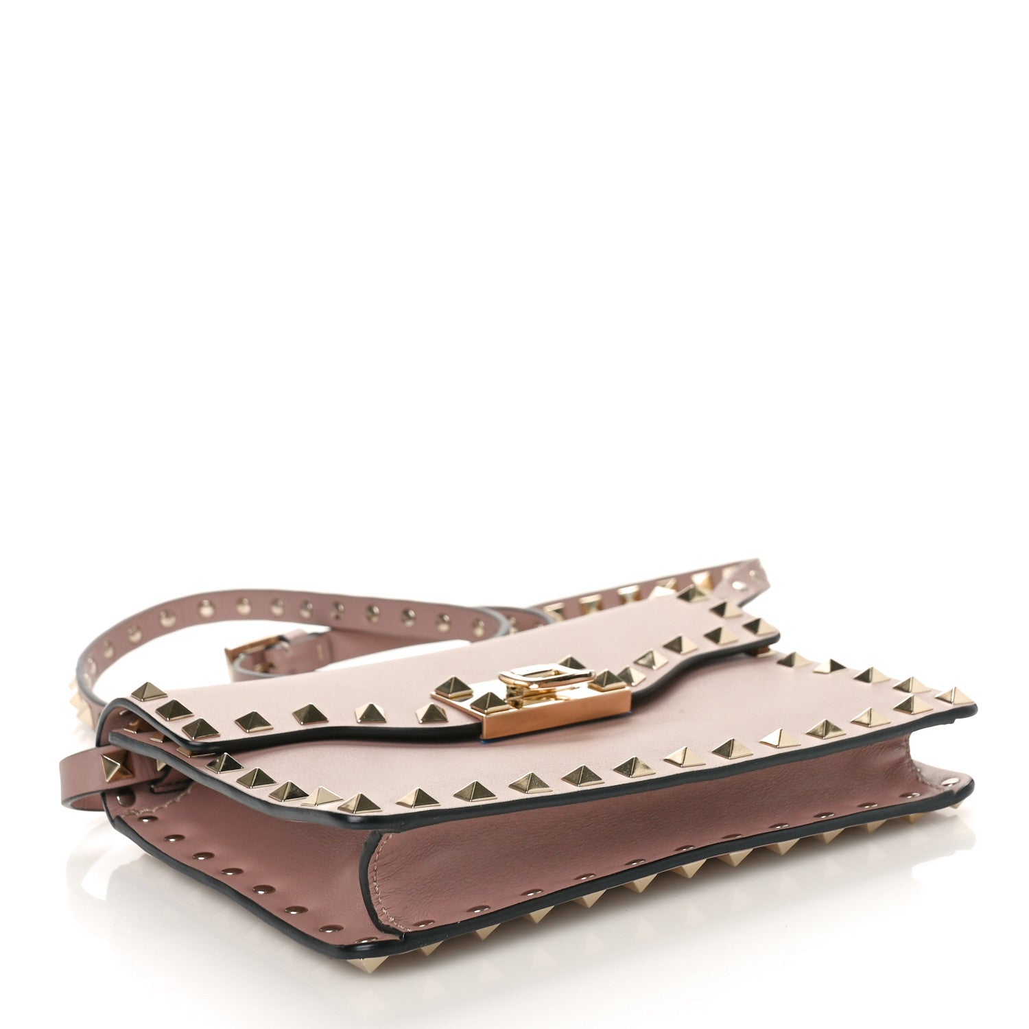 Valentino Garavani Vitello Rockstud Shoulder Flap Bag Poudre 4 of 8