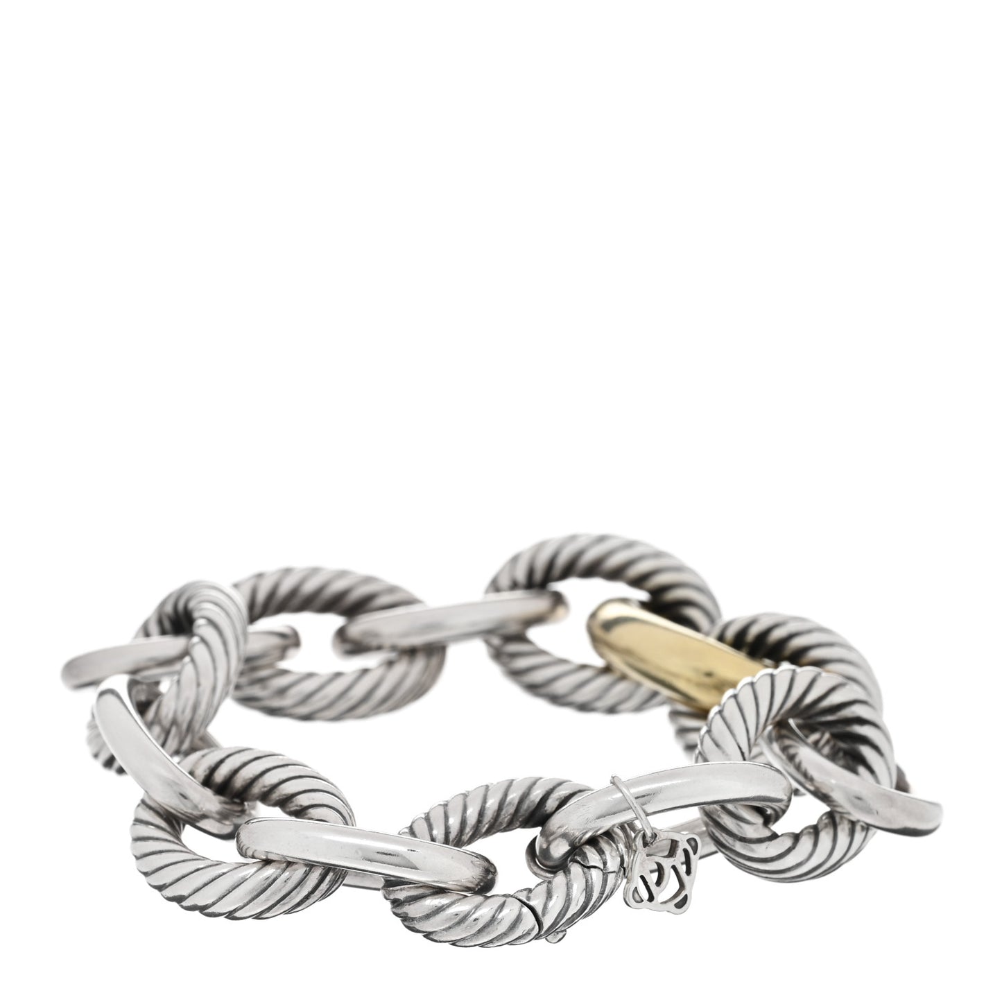 Sterling Silver 18K Yellow Gold 19mm Extra Large Oval Link Bracelet