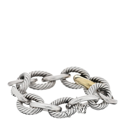 David Yurman Sterling Silver 18K Yellow Gold 19mm Extra Large Oval Link Bracelet 2 of 3