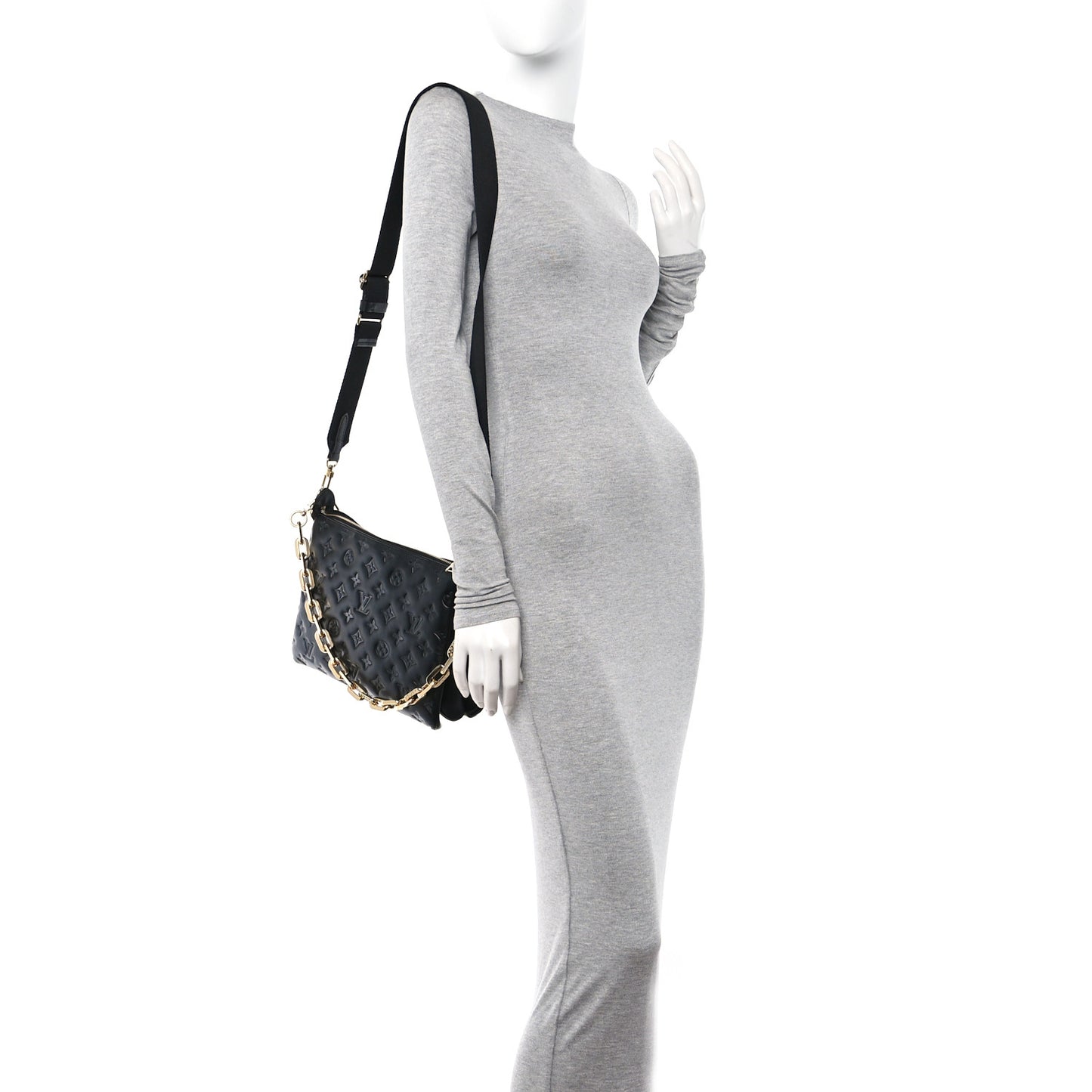 Lambskin Embossed Monogram Coussin PM Black
