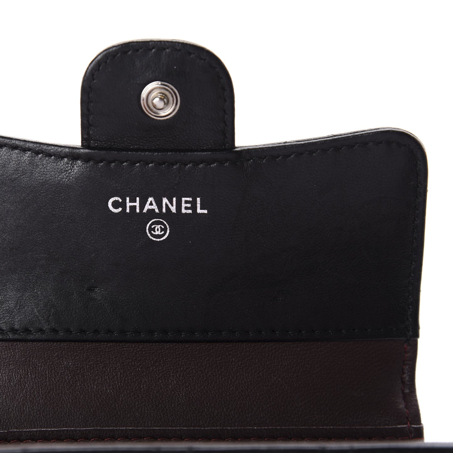 Lambskin Quilted Compact Flap Wallet Black