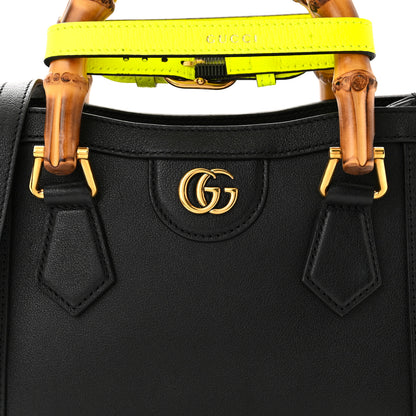 Gucci Wonka Grain Calfskin Mini Diana Tote Bag Black Yellow Fluo 8 of 13