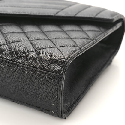 Saint Laurent Grain De Poudre Textured Mixed Matelasse Triquilt Medium Monogram Monochrome Satchel Black 8 of 8