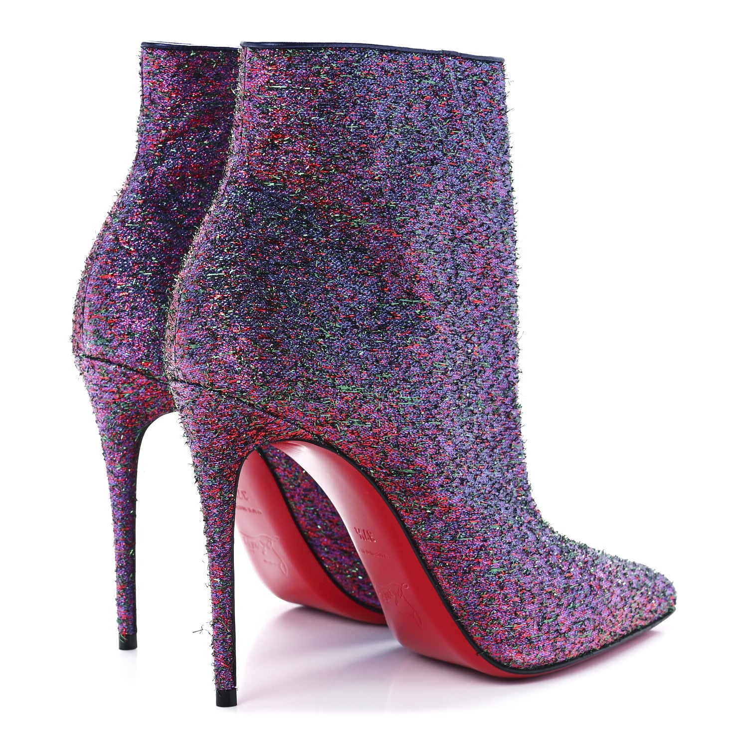 Christian Louboutin Satin So Kate Starlight Booty 100 Ankle Boots 37.5 Purple Multicolor 4 of 7