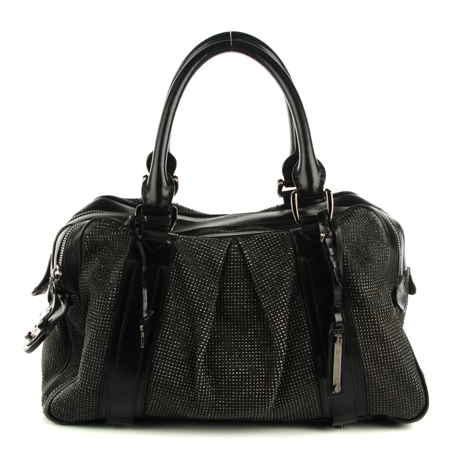 Burberry Prorsum Calfskin Studded Knight Satchel Black 1 of 9