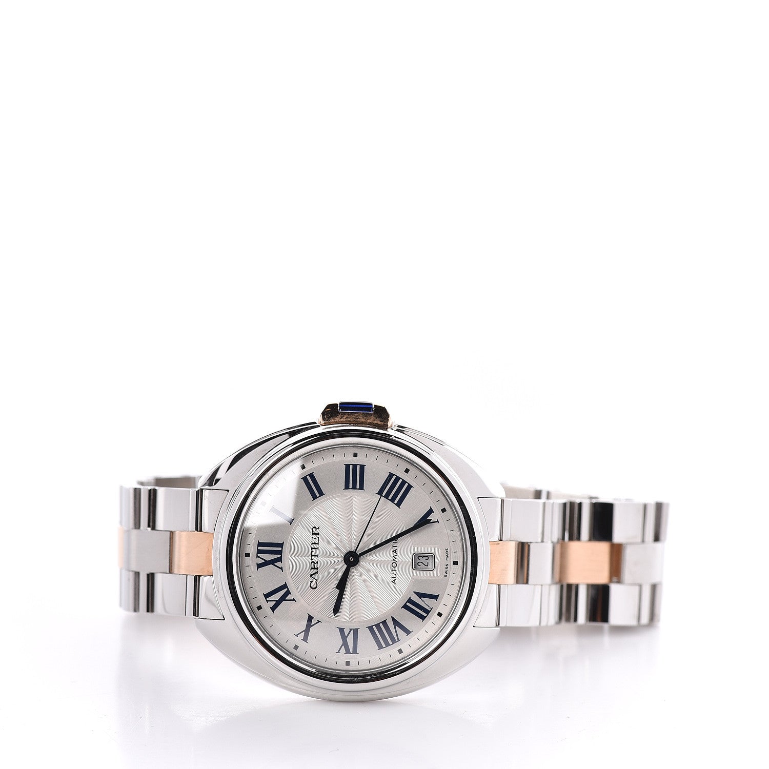 Cartier Stainless Steel 18K Pink Gold 40mm Cle De Automatic Watch 3 of 7