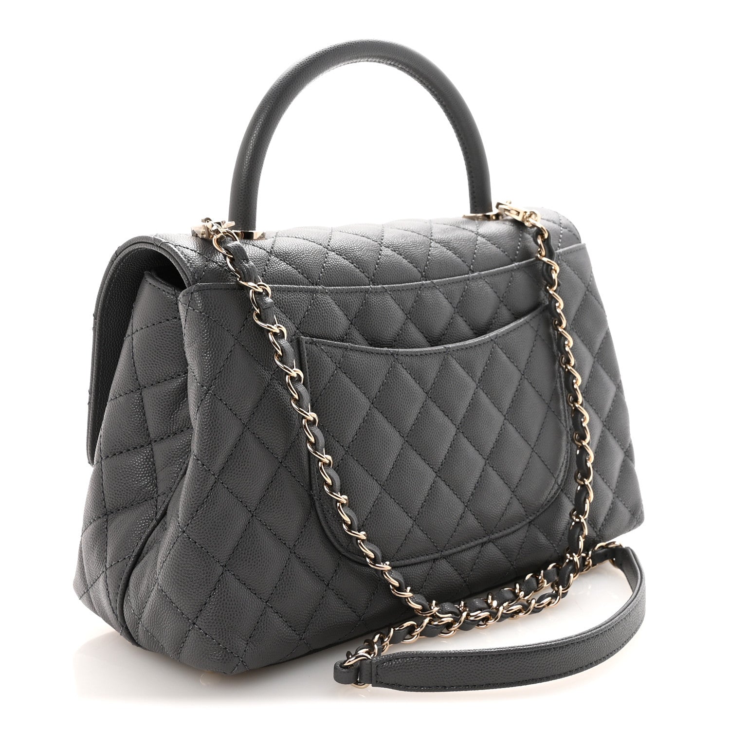 Chanel Caviar Quilted Small Coco Handle Flap Dark Grey 3 of 10