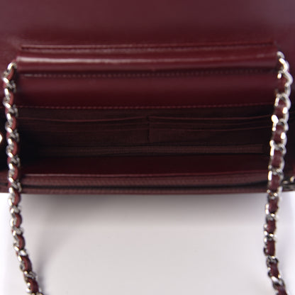Chanel Striated Patent Quilted Wallet on Chain WOC Bordeaux 5 of 13