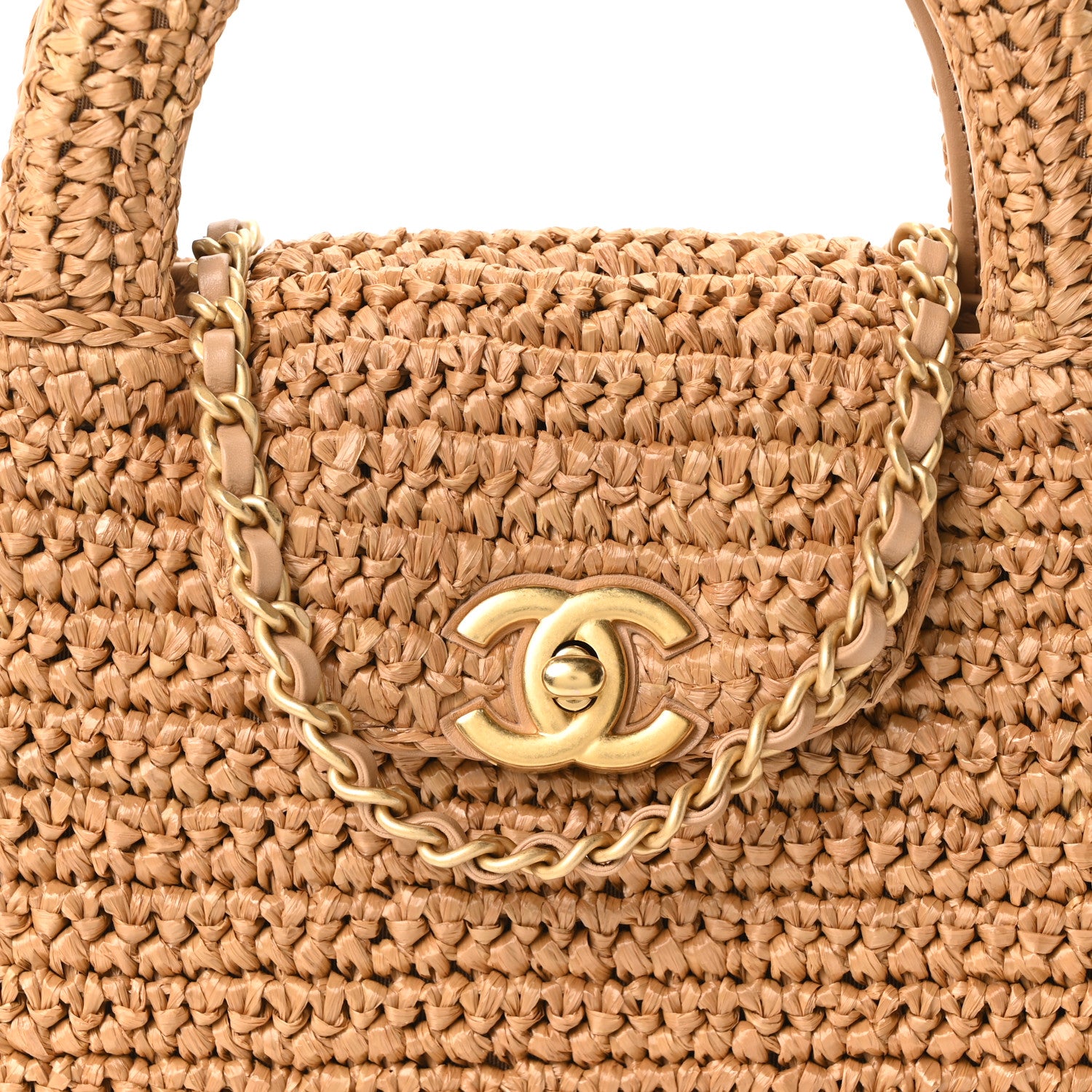 Chanel Braided Raffia Nano Kelly Flap Bag Dark Beige 8 of 11