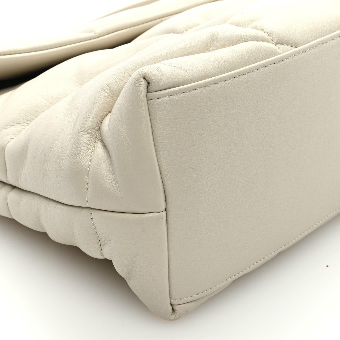 Lambskin Quilted Medium Loulou Puffer Monogram Chain Satchel Crema Soft