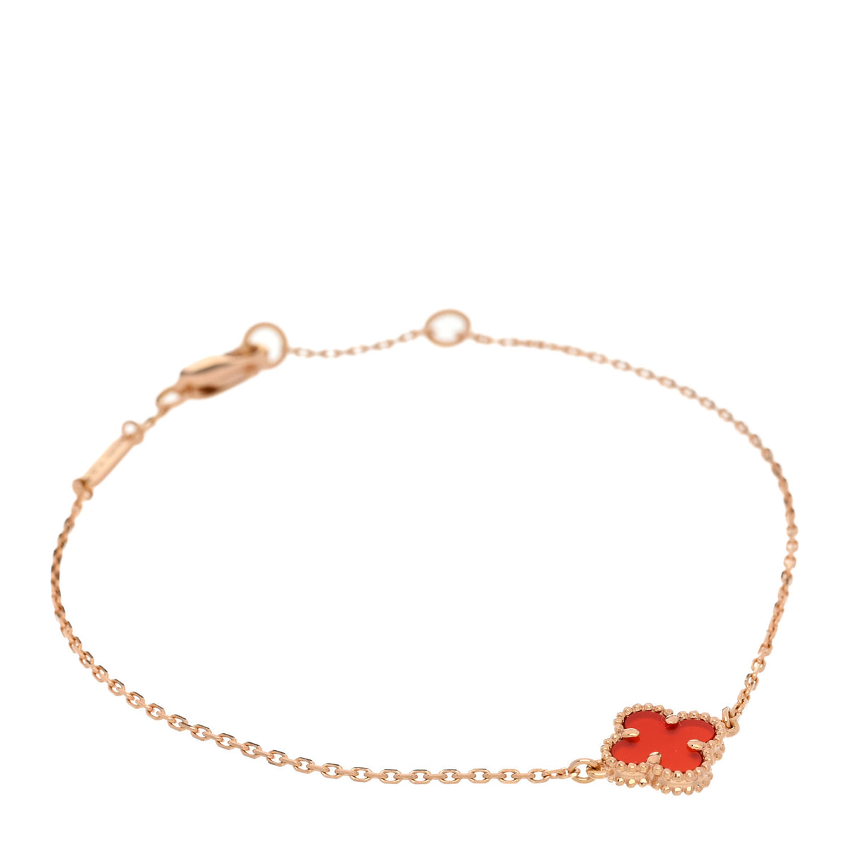 Van Cleef & Arpels 18K Rose Gold Carnelian Sweet Alhambra Bracelet 1 of 4