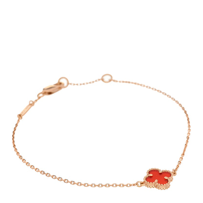 Van Cleef & Arpels 18K Rose Gold Carnelian Sweet Alhambra Bracelet 1 of 4