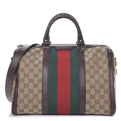 Gucci Monogram Vintage Web Medium Boston Dark Brown 1 of 13