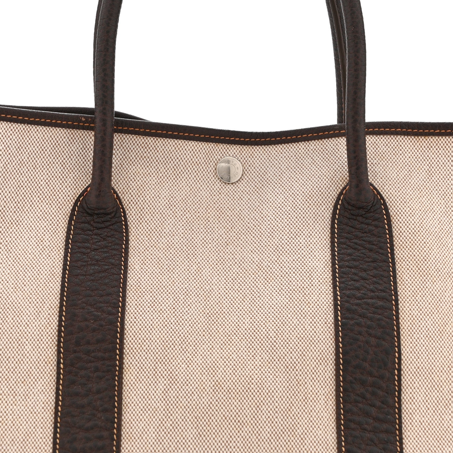 Hermes Buffle Skipper Toile Garden Party 36 MM Tote Marron Fonce 8 of 12