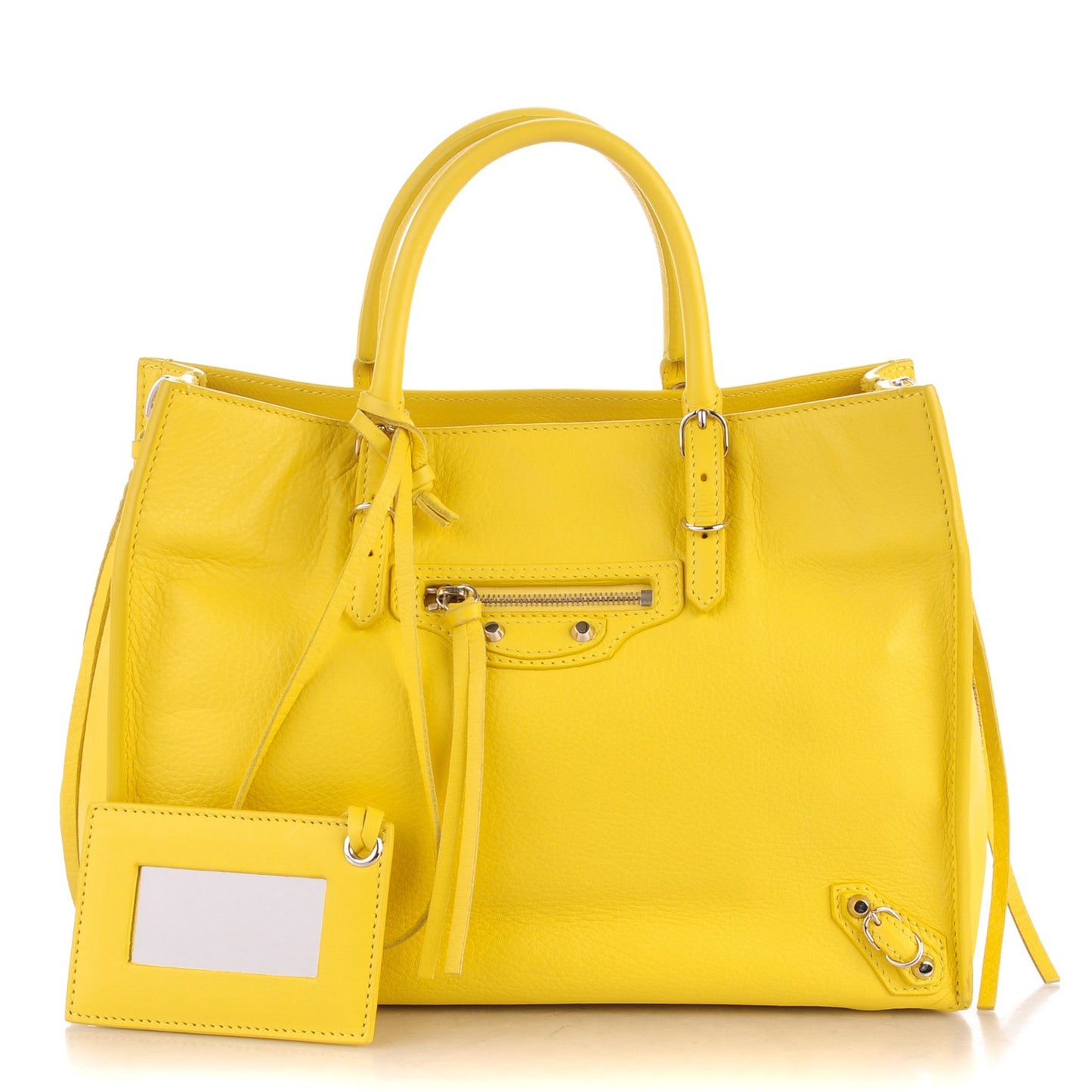 Veau Papier A6 Zip Around Tote Jaune Soleil